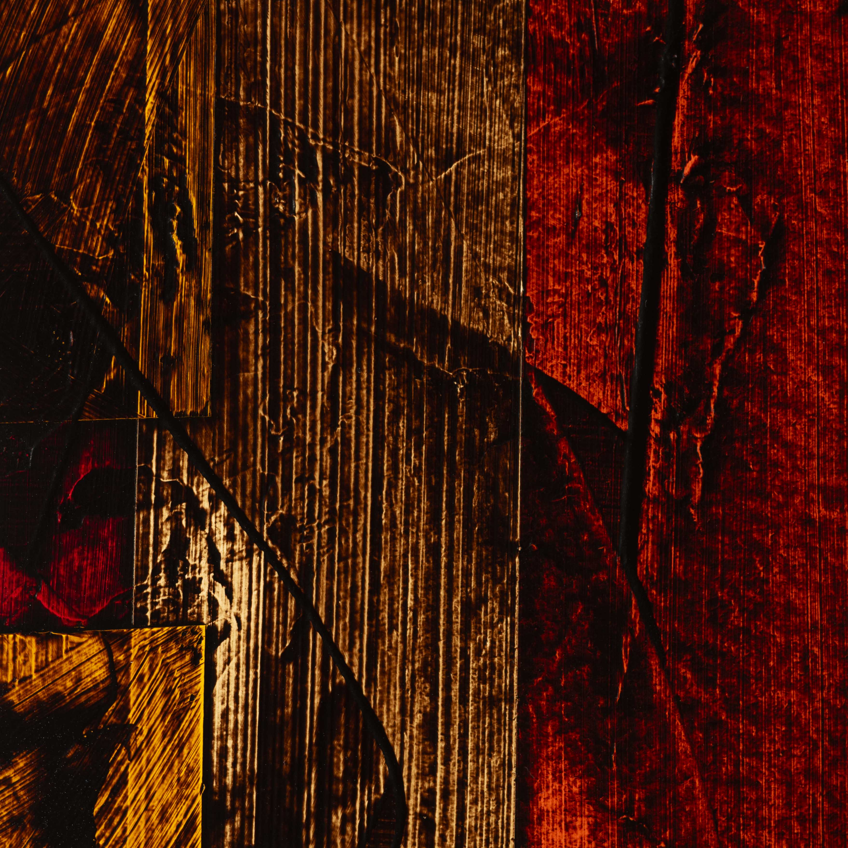 Acrylique, Brou de noix, vernis sur carton bois 20 x 20